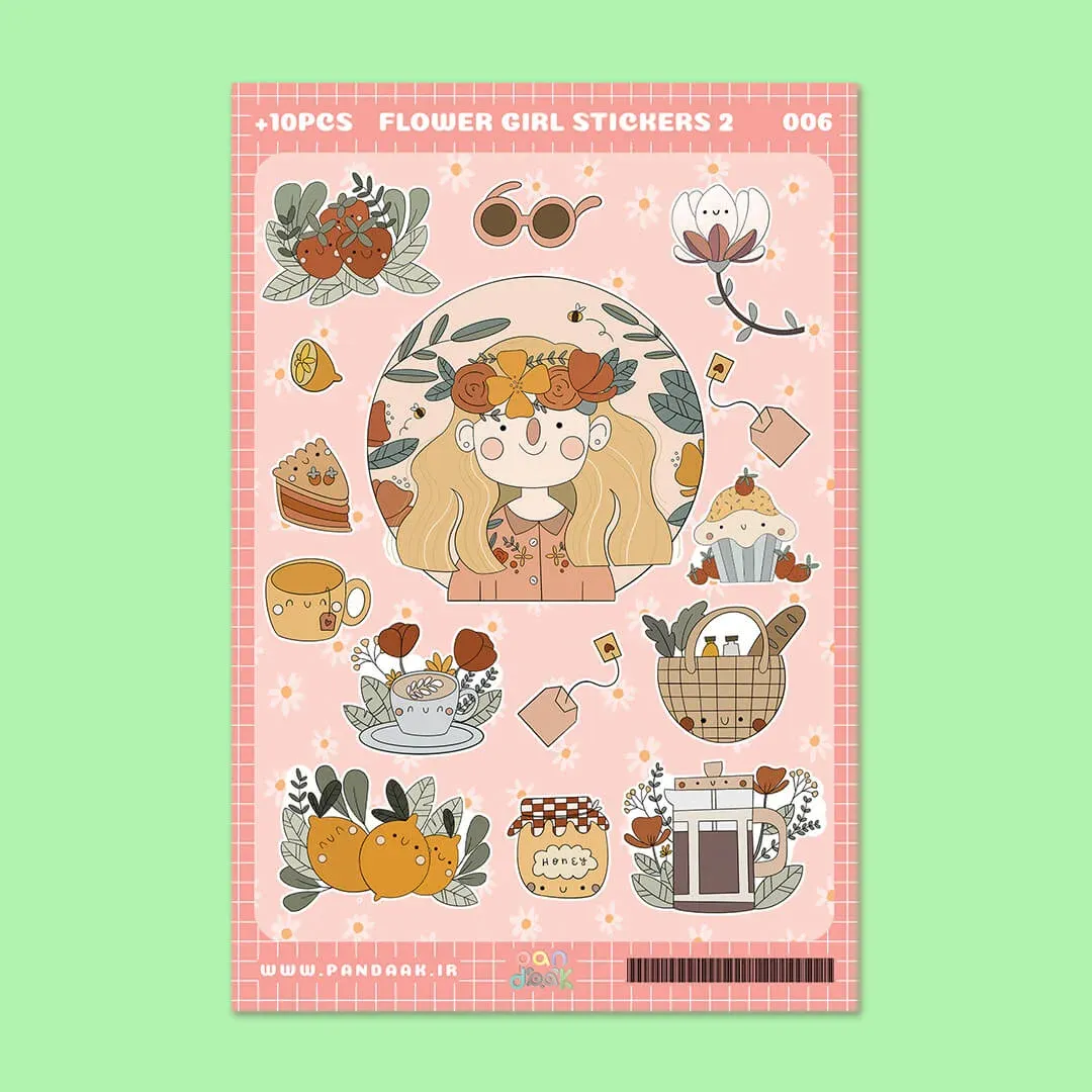 استیکر طرح flower girl sticker