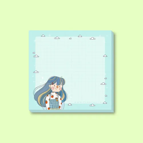 برگه یادداشت طرح blue hair girl