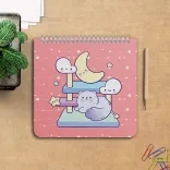دفتر یادداشت خطدار ۶۰ برگ پانداک طرح گربه صورتی کد ۰۰۷