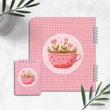 ست دفتر مشق + دفتر یادداشت خطدار (۸۰ برگ) طرح pinky pink کد ۰۱۰