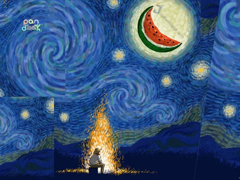چشم‌انداز شب یلدا با ماه و ستارگان
